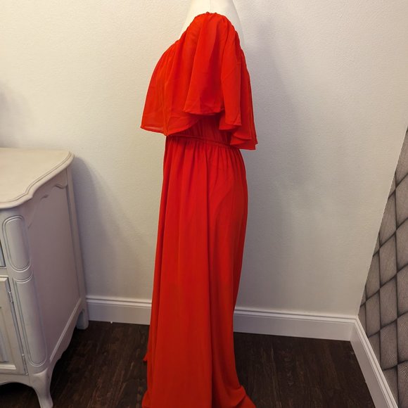 Sweet Lovely Ruffled Off The Shoulder Poppy Maxi Dress - Picture 8 of 8